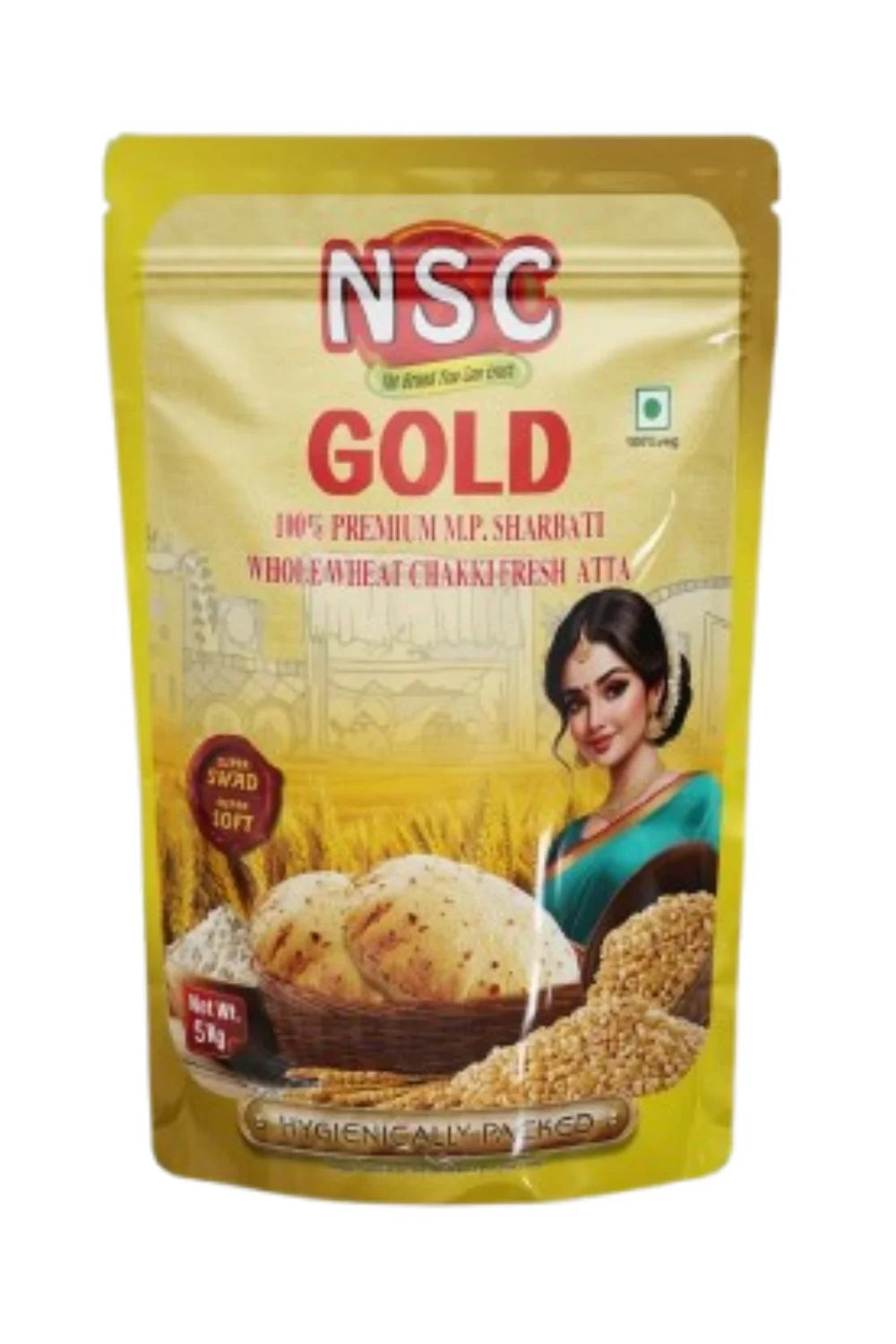 NSC GOLD 100% PREMIUM M.P. SHARBATI WHOLE WHEAT CHAKKI FRESH ATTA